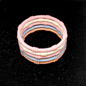 Vintage Pastel Plastic Bangles Job Lot 5 Bundle Bangle Stack 90s Kitsch