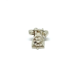 Sterling Silver Telephone Charm Call Me Retro Vintage Phone 925 Silver Charm for Bracelet or Necklace 1960s 70s