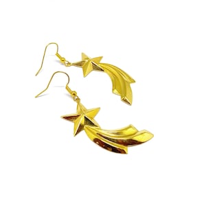 Gold Shooting Star Earrings Vintage Celestial Jewellery Gold Plated Statement Earrings