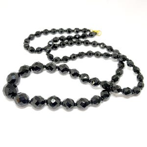 Black Glass Beaded Necklace Vintage French Jet Beads Art Deco Beads