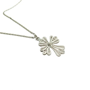 Sterling Silver Filigree Cross Pendant 925 Silver Cross Necklace Vintage Wire Work 1950s 60s
