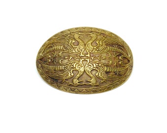 Griffin Brooch Mythical Jewellery Monster Design Gold Jewellery Dragon Brooch Vintage Bird Creature Oval Art Nouveau Unusual