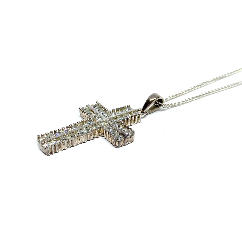 Cross Necklace Sterling Silver Cross Pendant Cubic Zirconia CZ Necklace ...