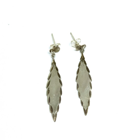 Sterling Silver Leaf Earrings Solid Silver Leaves… - image 1