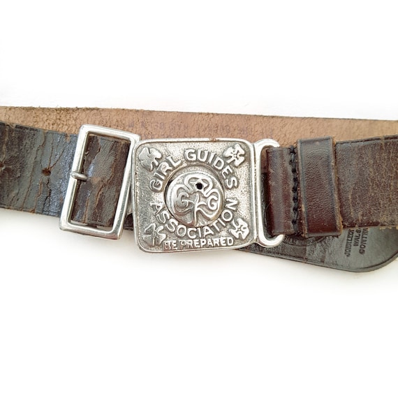 Hoffnung Berlin Brown Leather Women’s Belt w Carved Silver Buckle Vintage? Vintage Brown Leather Belt With Silver Buckle - Made in  main image 4