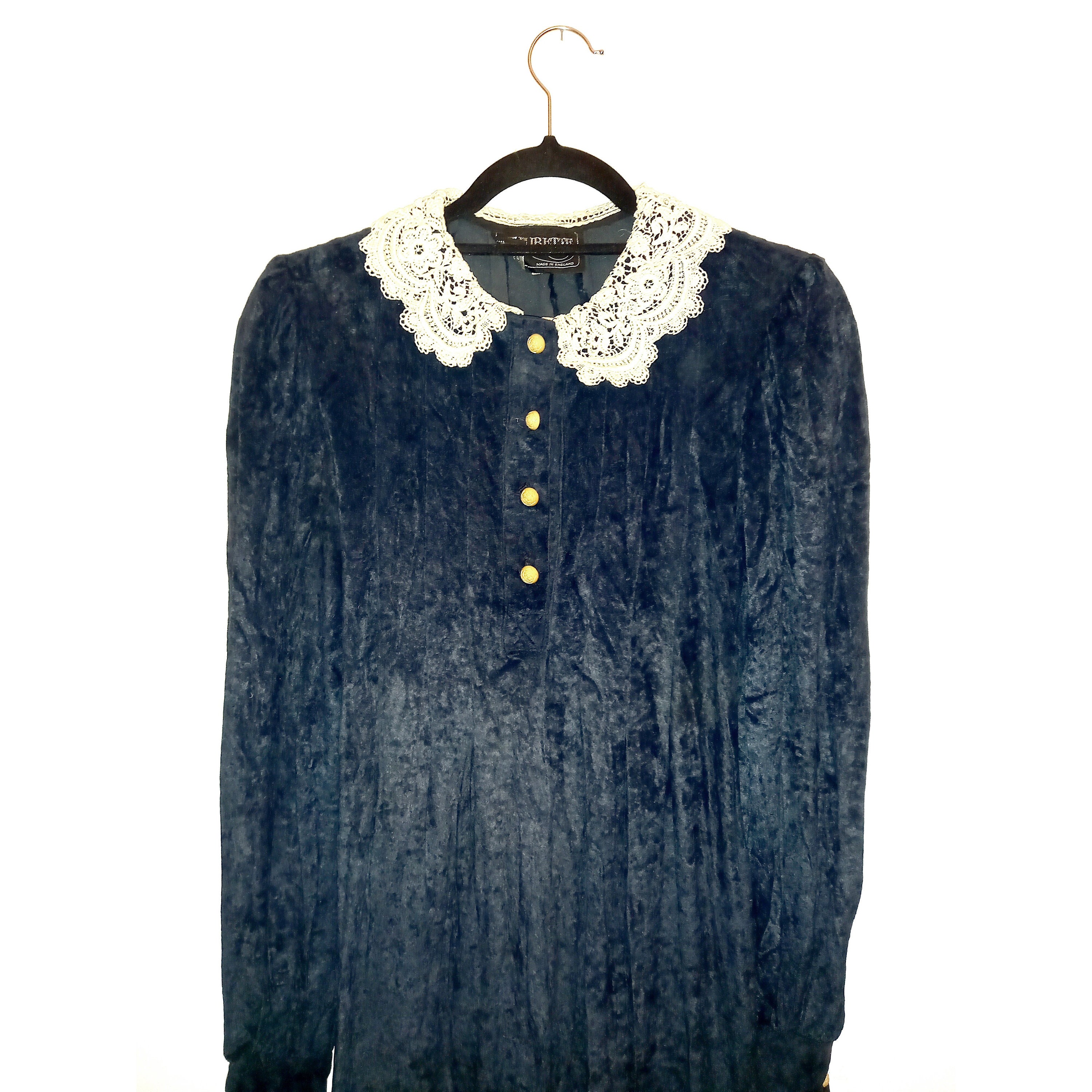 Velvet dress lace clearance collar