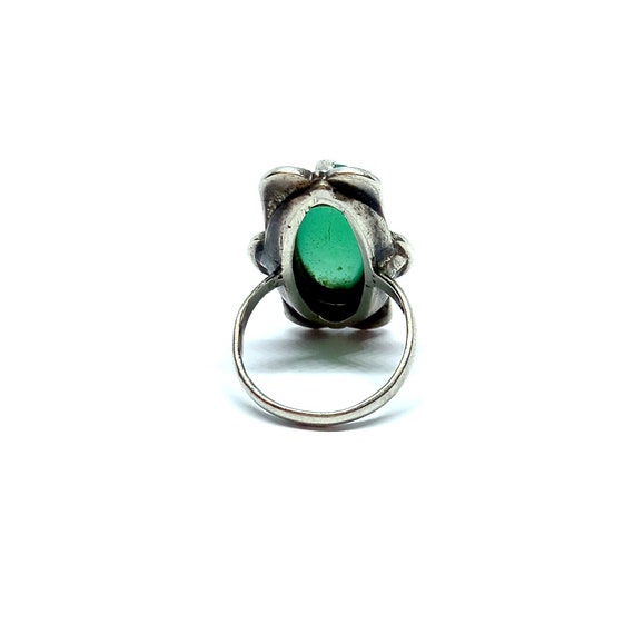 Art Deco Ring Sterling Silver Chrysoprase Ring Ma… - image 5