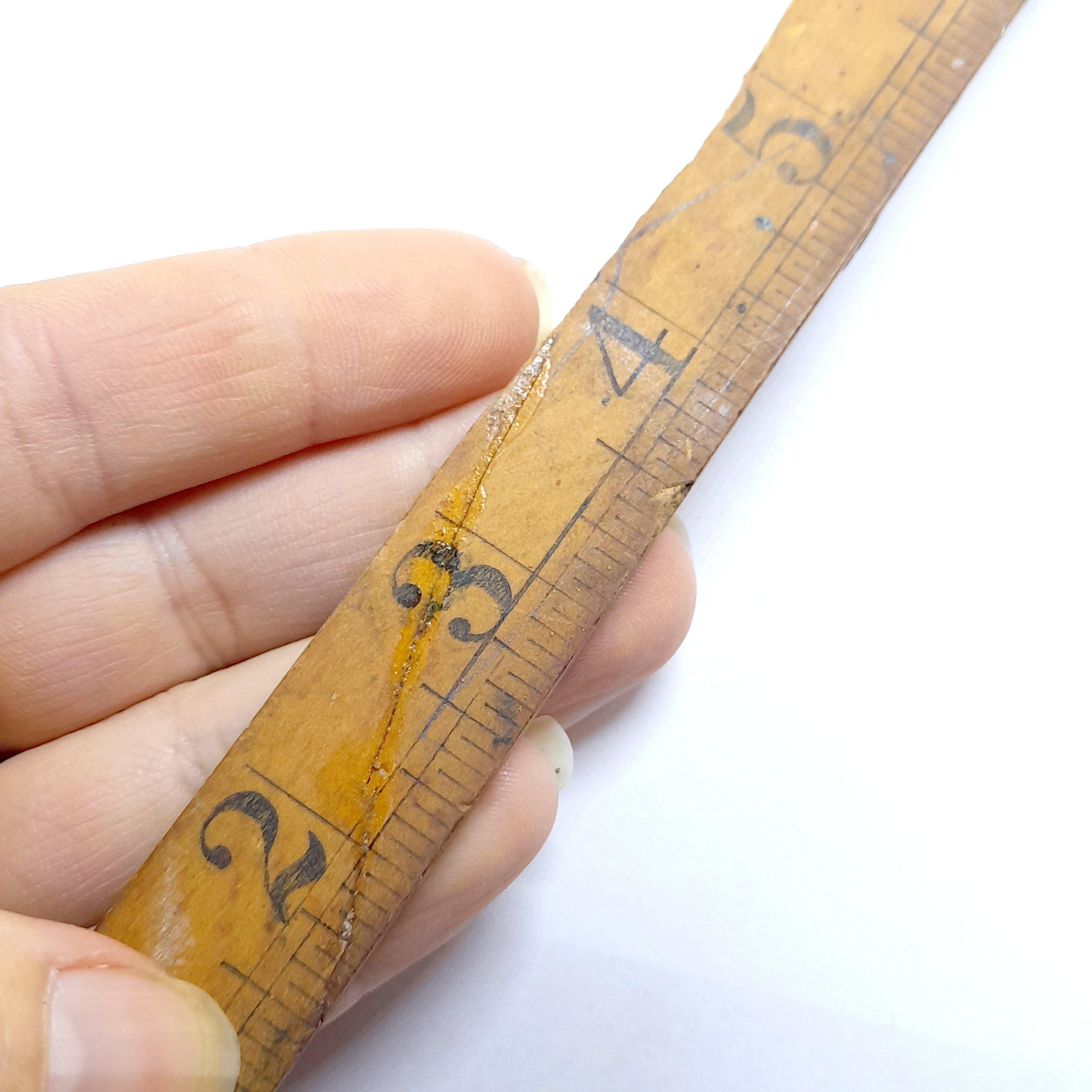 Vintage Folding Wooden Ruler 1930s 40s Boxwood Brass 36” Inches Antique ...