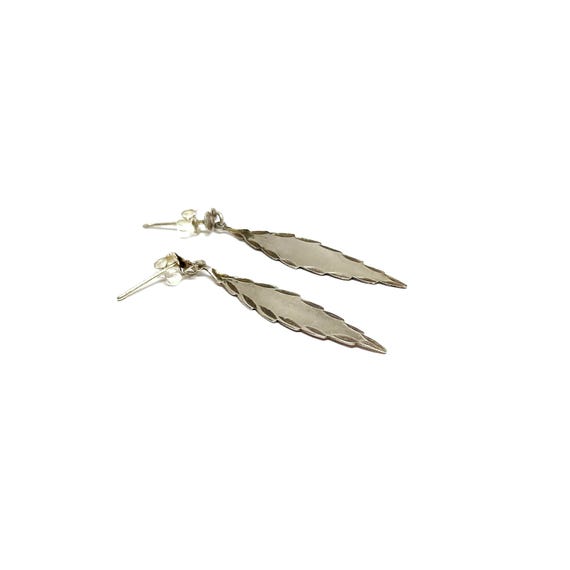 Sterling Silver Leaf Earrings Solid Silver Leaves… - image 5
