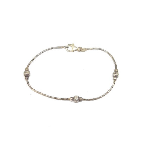 Sterling Silver Bracelet 925 Solid Silver Beaded … - image 3
