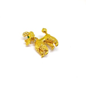 Vintage Poodle Brooch Gold Dog Brooch 1950s 60s Rhinestone Poodle Jewellery