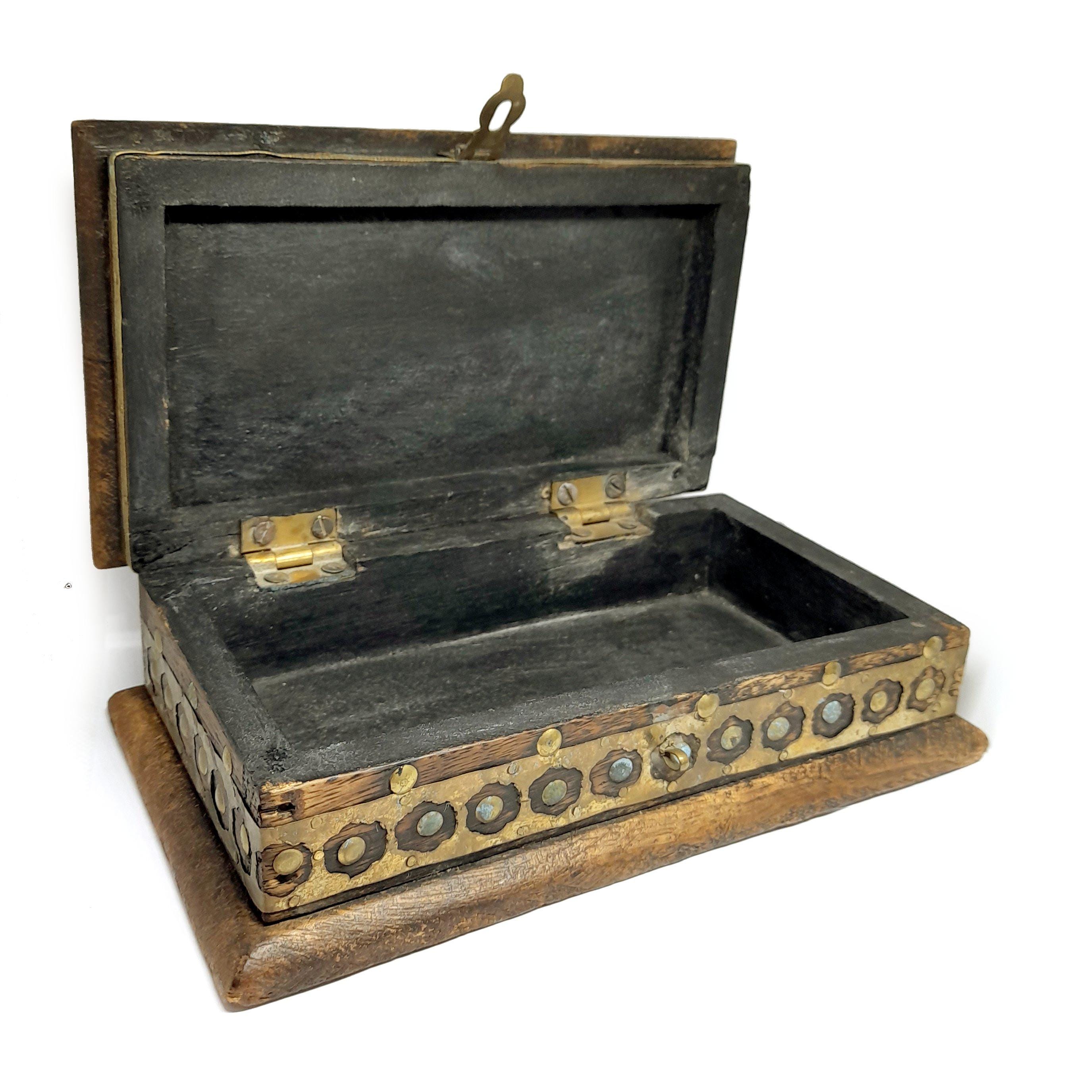 アンティーク インド ジュエリーボックス ヴィンテージ 木製 宝箱 真鍮