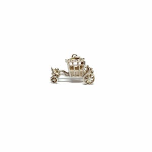 Articulated Silver Carriage Charm Sterling Silver Mechanical Car Charm Vintage 1950s 60s Moving Charm 925 for Bracelet or Necklace Vintage
