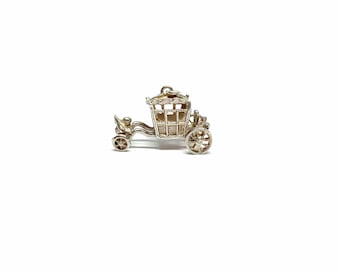 Dije de carruaje de plata articulado, Dije de coche mecánico de plata de ley, Vintage de los años 50 y 60, Dije móvil 925 para pulsera o collar Vintage