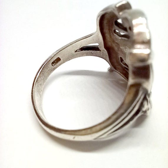 Huge Solid Silver Celtic Dragon Knot Ring Vintage… - image 9