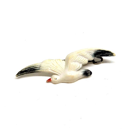 Vintage Seagull Brooch 1930s 40s Early Plastic Bi… - image 1