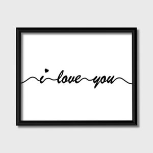 I love you print, love wall art, word signs, word prints, calligraphy poster print, wall decor quotes, typography printable, downloadable