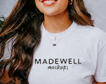 White Comfort Colors C1717 tshirt, Influencer, Womens Mockup, Comfort Colors T-shirt Mock, Model Mockup, Digital Download, Minimal mockup