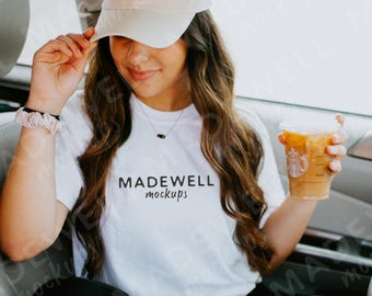 White Comfort Colors C1717 tshirt Mockup, Influencer, Womens Mockup, Comfort Colors T-shirt Mock, Model Mockup, Digital Download, Real model