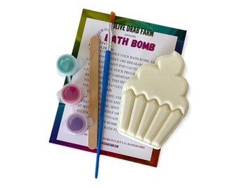 Paint Your Own birthday cupcake bath bomb - goat milk bath fizzy - sensitive skin