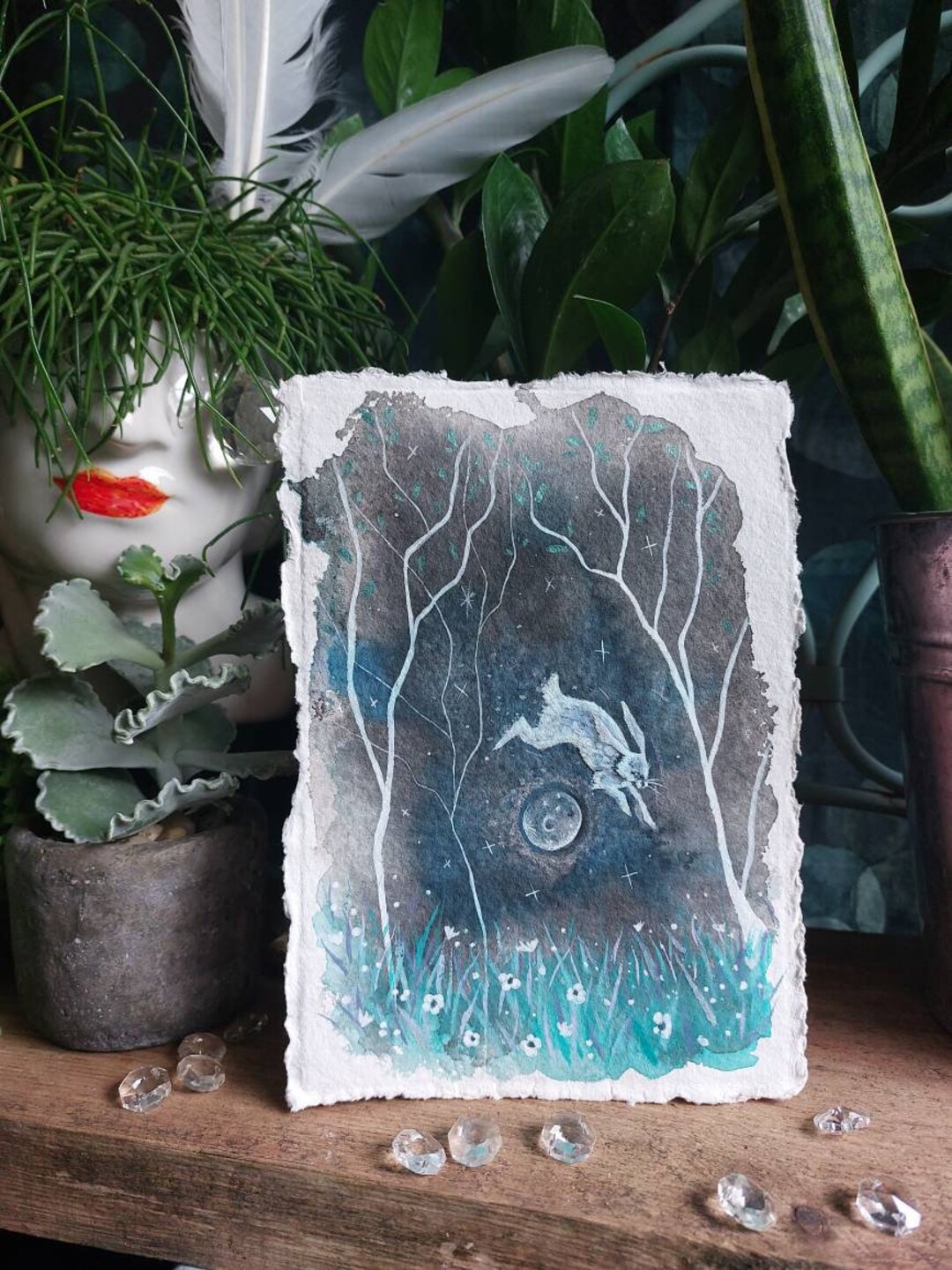 Own the Moon. Hare Painting. Original Art. A5 Watercolour - Etsy New ...