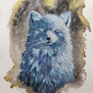 Volpe artica, volpe, arte animale, pittura originale, ritratto di animali, fauna selvatica, arte murale, pittura ad acquerello
