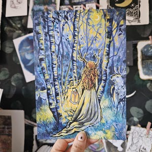 Deer maiden, folklore, folktale, print, art print, illustration, wall art