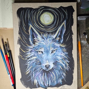 Wolf, wildlife art, animal lovers, gift for him, spirit animal, wall art, home decor, original painting