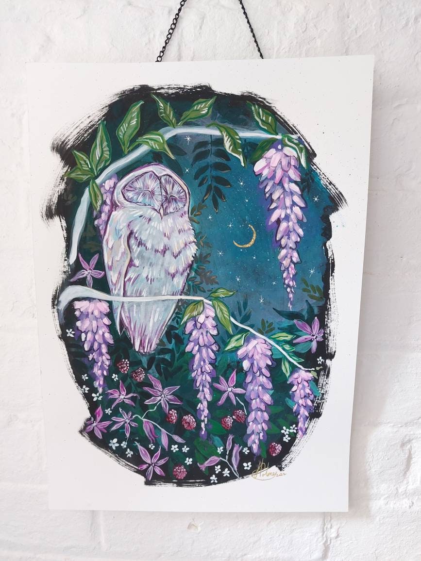 Barn Owl Watercolor Painting, Wildlife Art, Child's Illustration