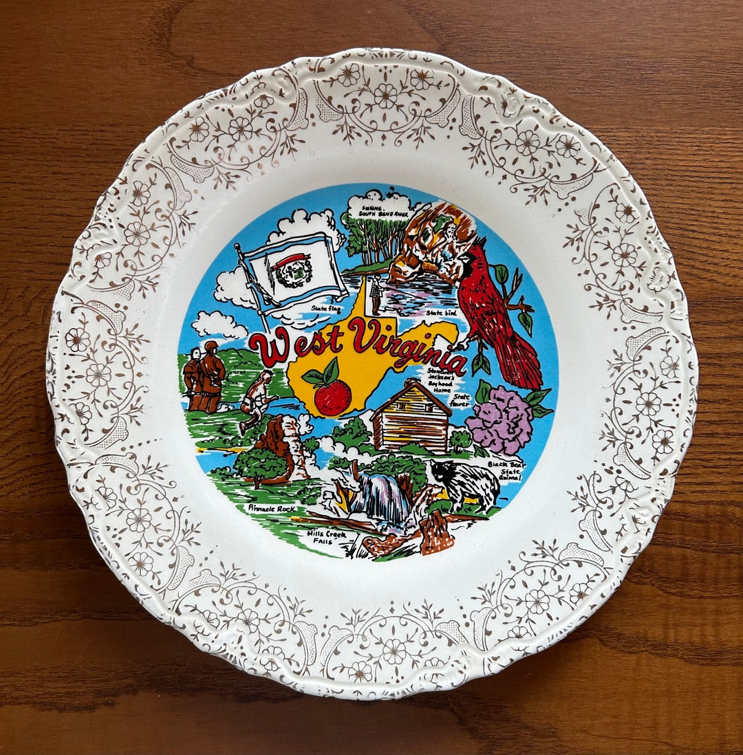 Antique West Virginia Souvenir Plate Etsy