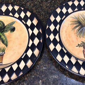 Vintage Home Interiors Palm Tree Plate Duo