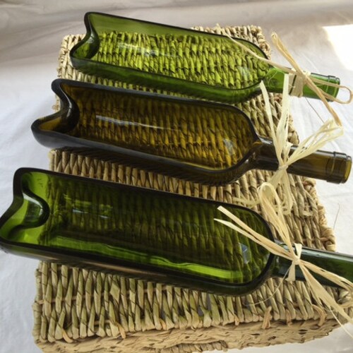 Recycled Wine Bottle Serving Dish Etsy