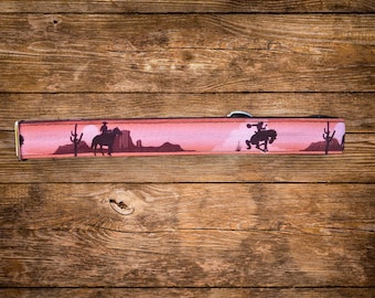 Western Dog Collar: Cowboy Horse Scene, Durable 1-inch Canvas