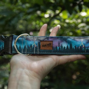 Mountain Dog Collar Durable Recycled Canvas, Lightening and Thunderstorm 1.5 inch