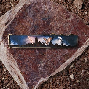 Owl Mountain Night Scene Dog collar 1.5 inch width