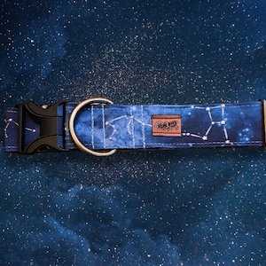 Starry Sky Dog Collar, 1.5 inch Dog Collar, Star Dog Collar, Constellation Dog Collar, Midnight Dog Collar, Blue Dog Collar, dog gifts