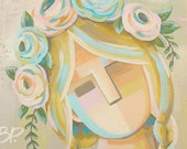 FLORA: Female Figure - 11 x 14 Limited Edition Giclee ART PRINT - Portrait Painting, Expressionistic, Flowers in Hair, Mixed Media