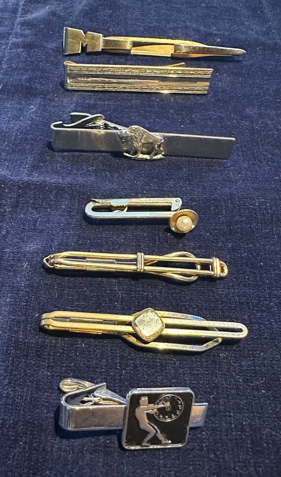 7 vintage tie bars Gem