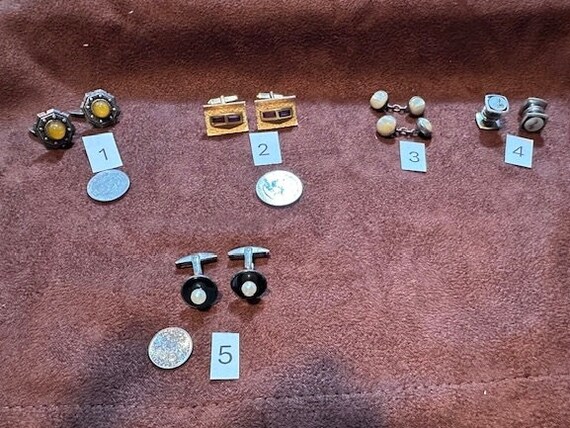 Five Vintage Cuff link Sets - image 1