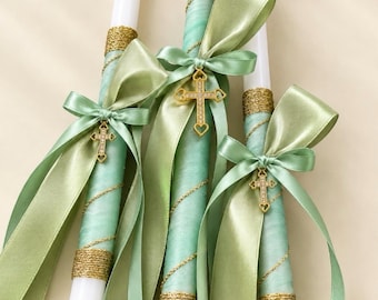 Greek Orthodox Baptism Lambathes Set - Includes: Three Candles (Lambathes).
