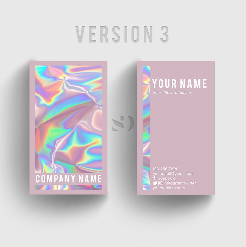 Pretty Purr Business Cards Custom Holographic Business Cards Etsy