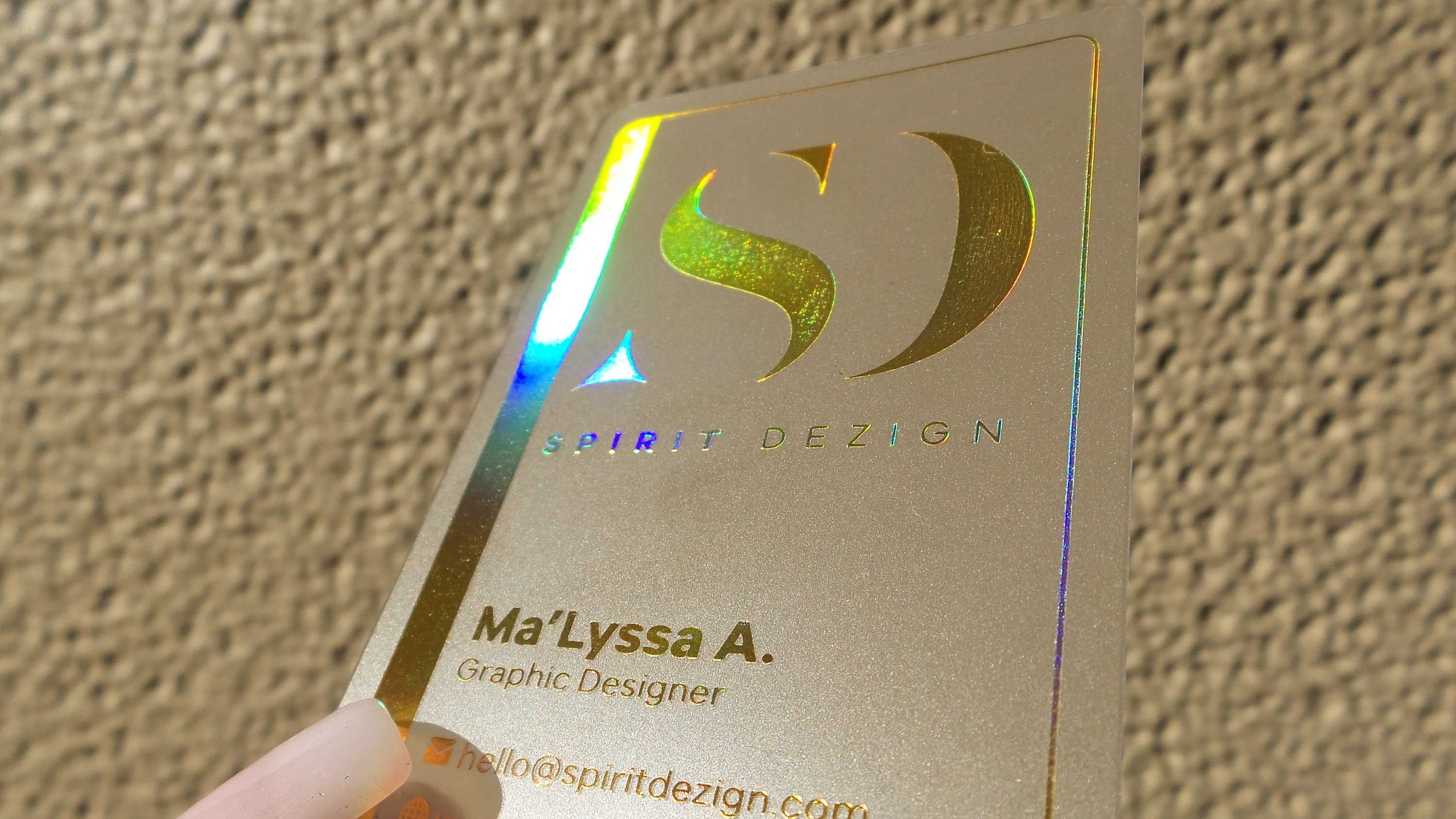 Holographic Gold Frosty Plastic Business Cards Business Etsy