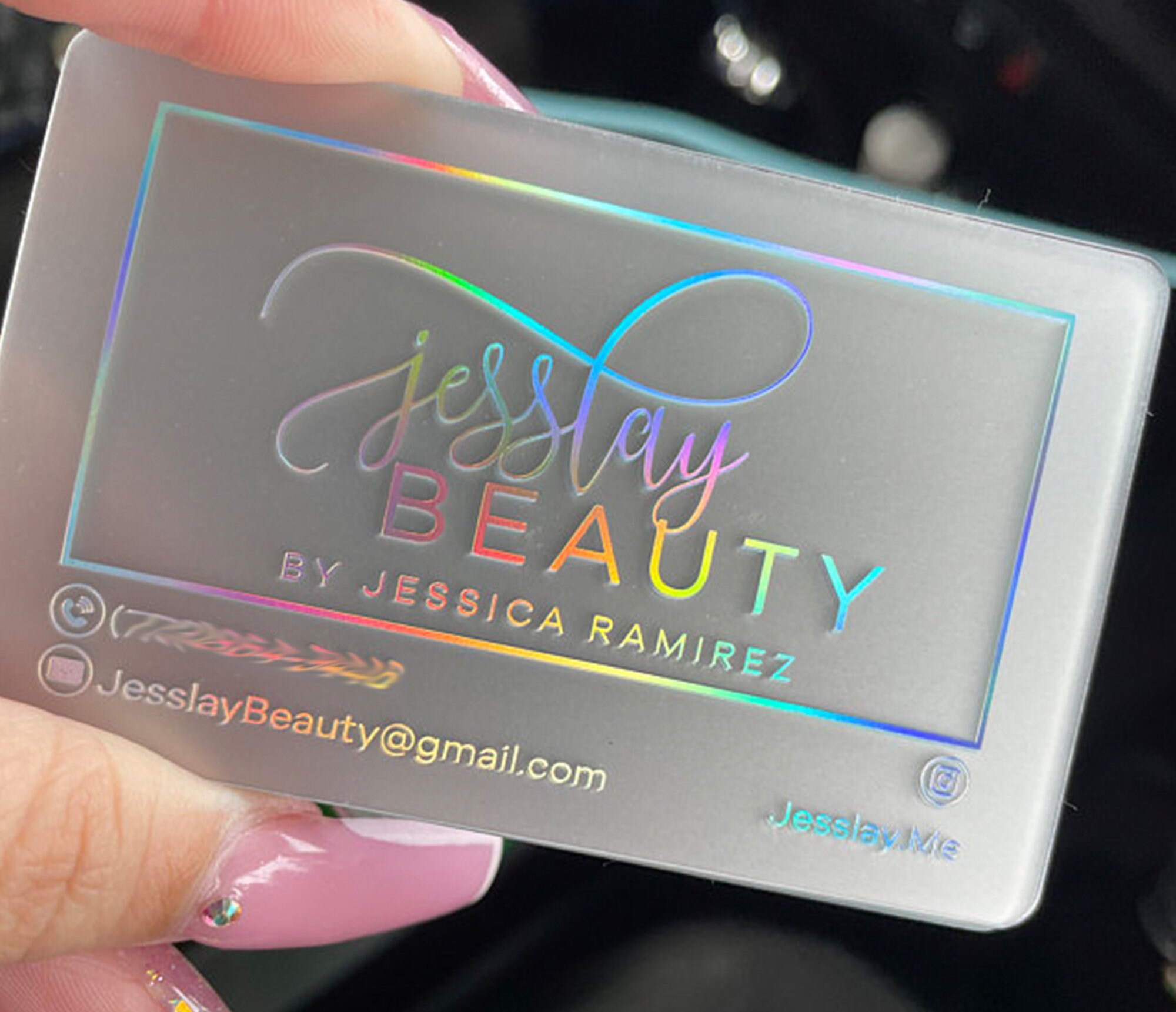 Holographic Foil Frosty Plastic Business Cards PRINTING Etsy
