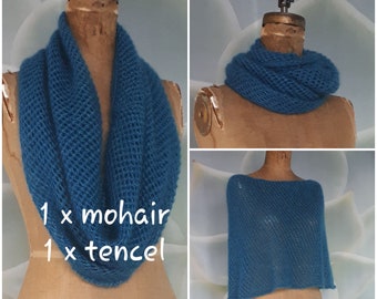 Knitting Pattern 'Mixology Cowl' light weight infinity scarf, cowl. Confident beginner level. Knit in the round with many yarn combinations.