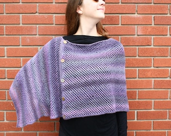 Easy Knitting pattern for shawl, pattern for lightweight poncho, easy knitting pattern for wrap, beginner knitting pattern, boho shawl