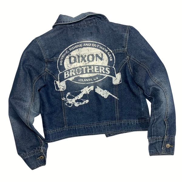 The Walking Dead Dixon Brothers Custom Printed Denim Jacket - Girl's L(12)