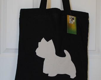 White Westie Leather Tote Bag, West Highland Terrier Shopping Handmade Reusable Bag, Scottish Gifts Birthday Gift, Christmas Gift
