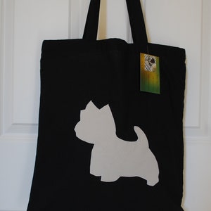 White Westie Leather Tote Bag, West Highland Terrier Shopping Handmade Reusable Bag, Scottish Gifts Birthday Gift, Christmas Gift