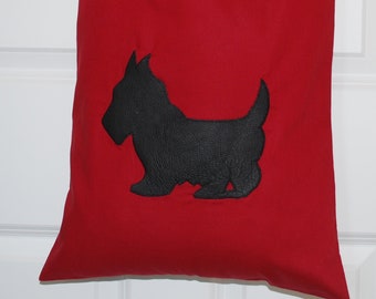 Black Scottie Leather Tote Bag, Highland Terrier Shopping Handmade Reusable Bag, Scottish Gifts Birthday Gift, Christmas Gift