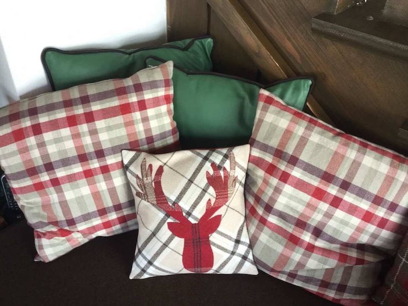Stag Deer Doe Decor Cushion Cover Decorative Handmade Tartan Etsy UK